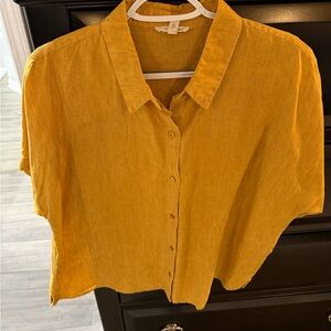 Eileen Fisher’s Mustard Color Button-Up Women's Top